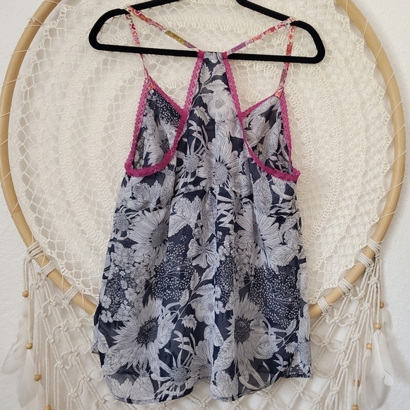 Liberty Fabric X Target Babydoll Sheer Fairycore Whimsy Floral Lace Top Blue XL - Picture 2 of 8